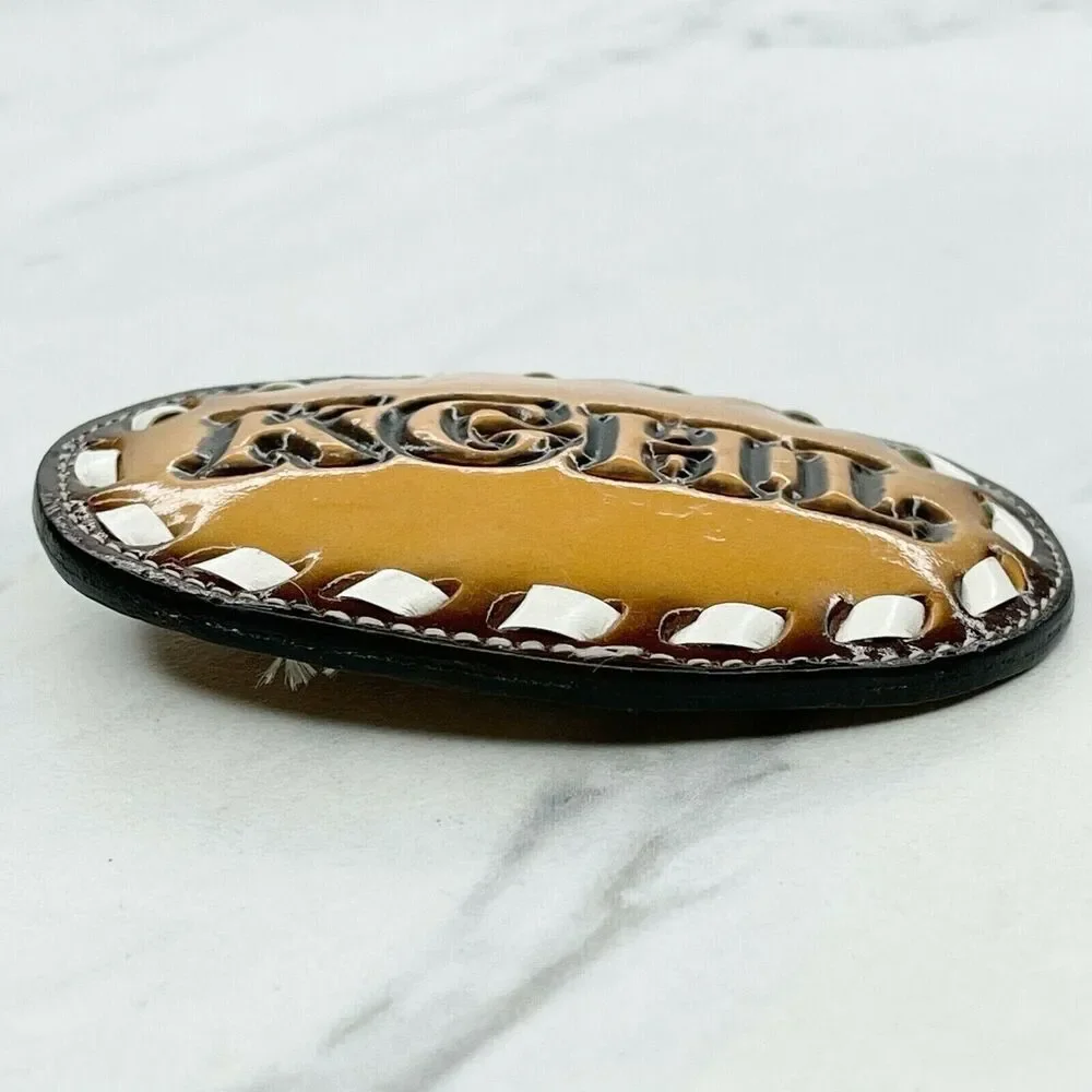 Tony Lama KGHL Billings Montana Radio Station Leather Buckle ✨